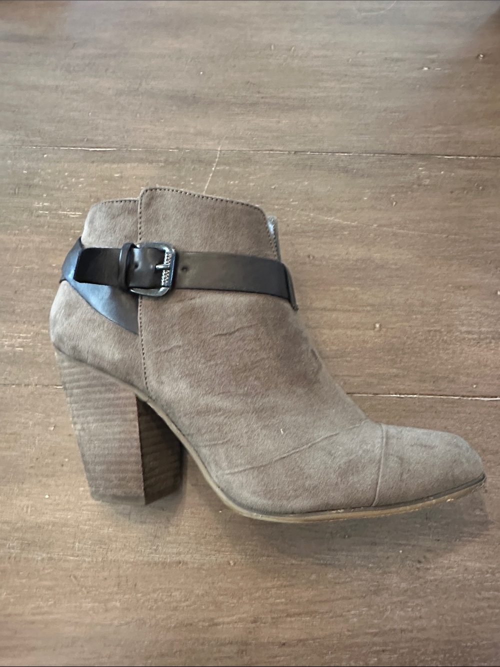 Carlos by Carlos Santana Taupe Suede Ankle Boot with Espresso Buckle